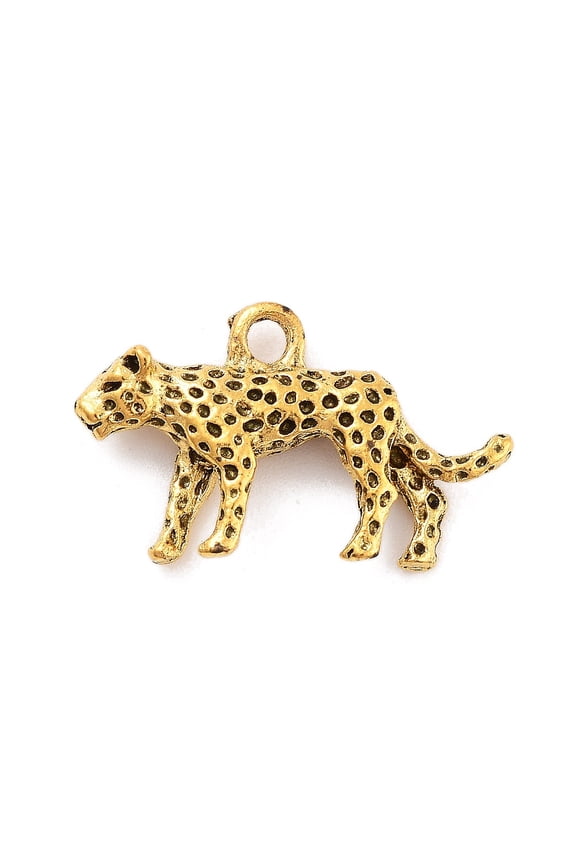 10pcs Tibetan style Alloy Charms Leopard Golden 14x24x4mm Hole: 2mm