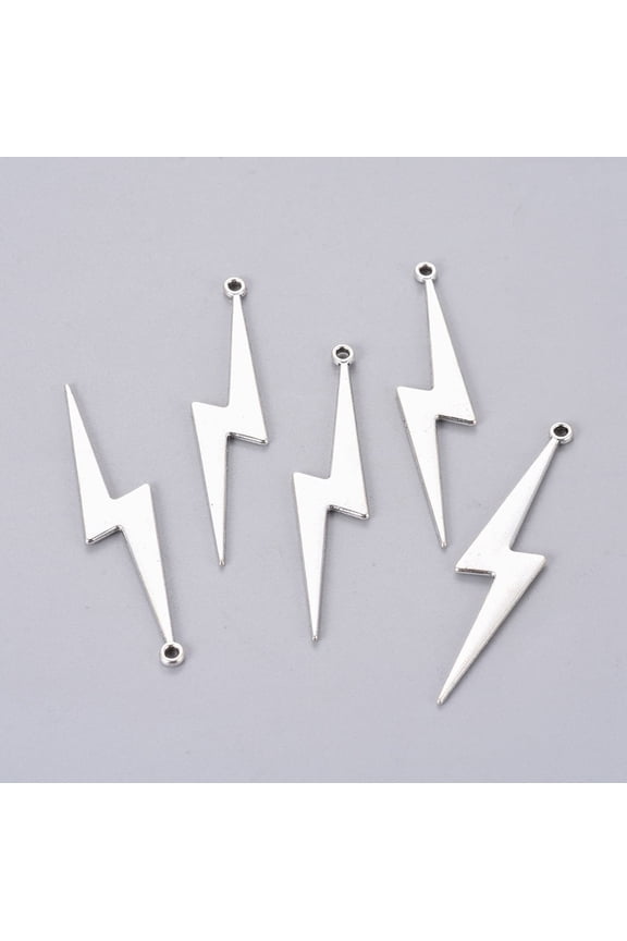 10pcs Tibetan style Alloy Lightning Bolt Big Pendants Cadmium Free & Lead Free Antique Silver 52x11x1.5mm Hole: 1mm
