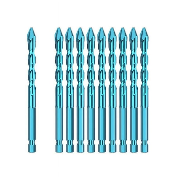 10pcs Tile Bit Blue Spade Drill Bit Set High Hardness Eccentric Drill Cordless Drill Power Tools Accessories 8mm