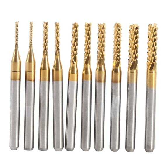 10pcs Titanium Coated End Mill Set, Carbide Square End Mills ,High-Performance Cemented Carbide Cnc Milling Cutters Tools,for Wood Aluminum Steel Titanium Range 1.0-3.0mm