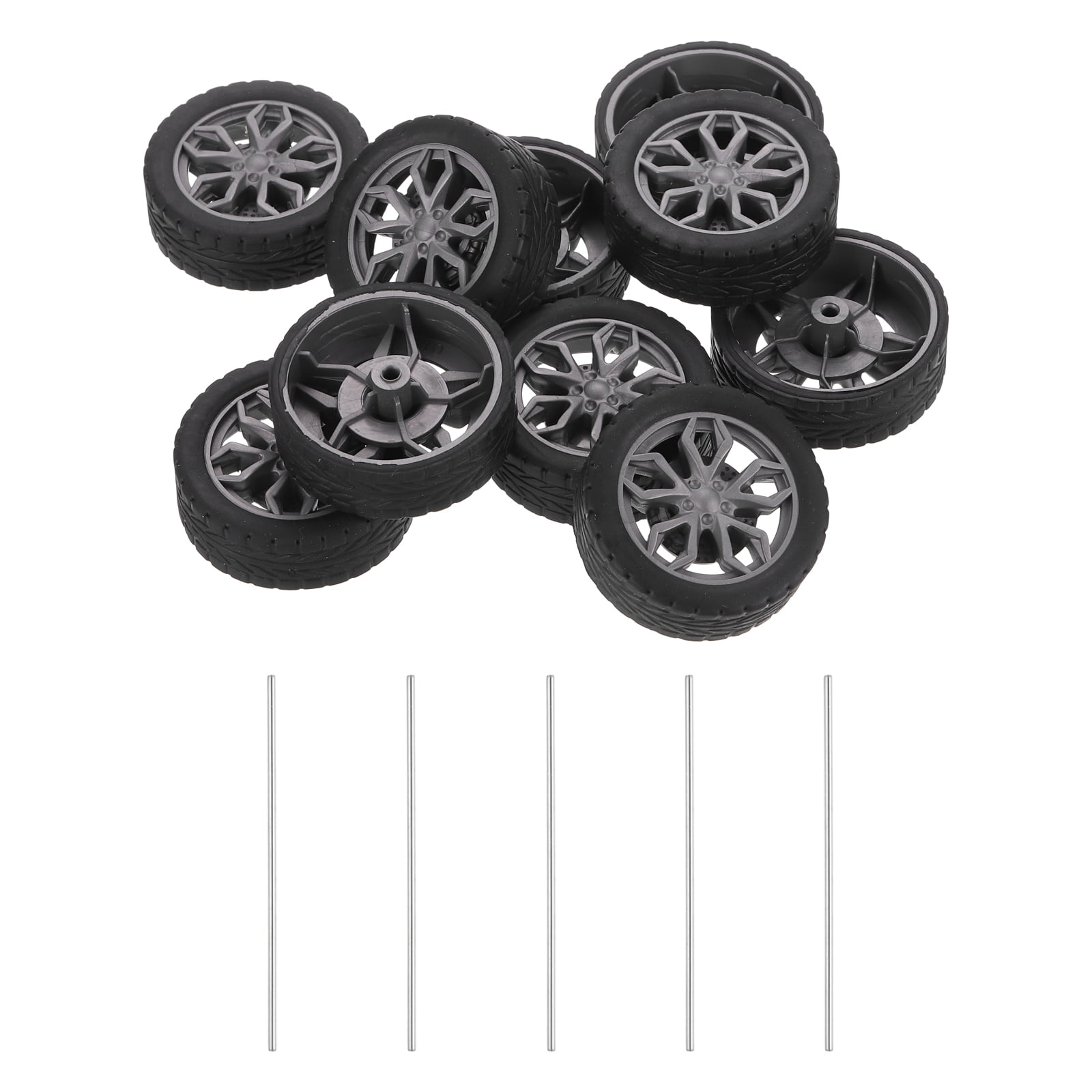 Toy Wheel Rims 10pcs Toy Car Wheels, 38mmx12mm Plastic Roll and 2.5mmx100mm Shaft ...