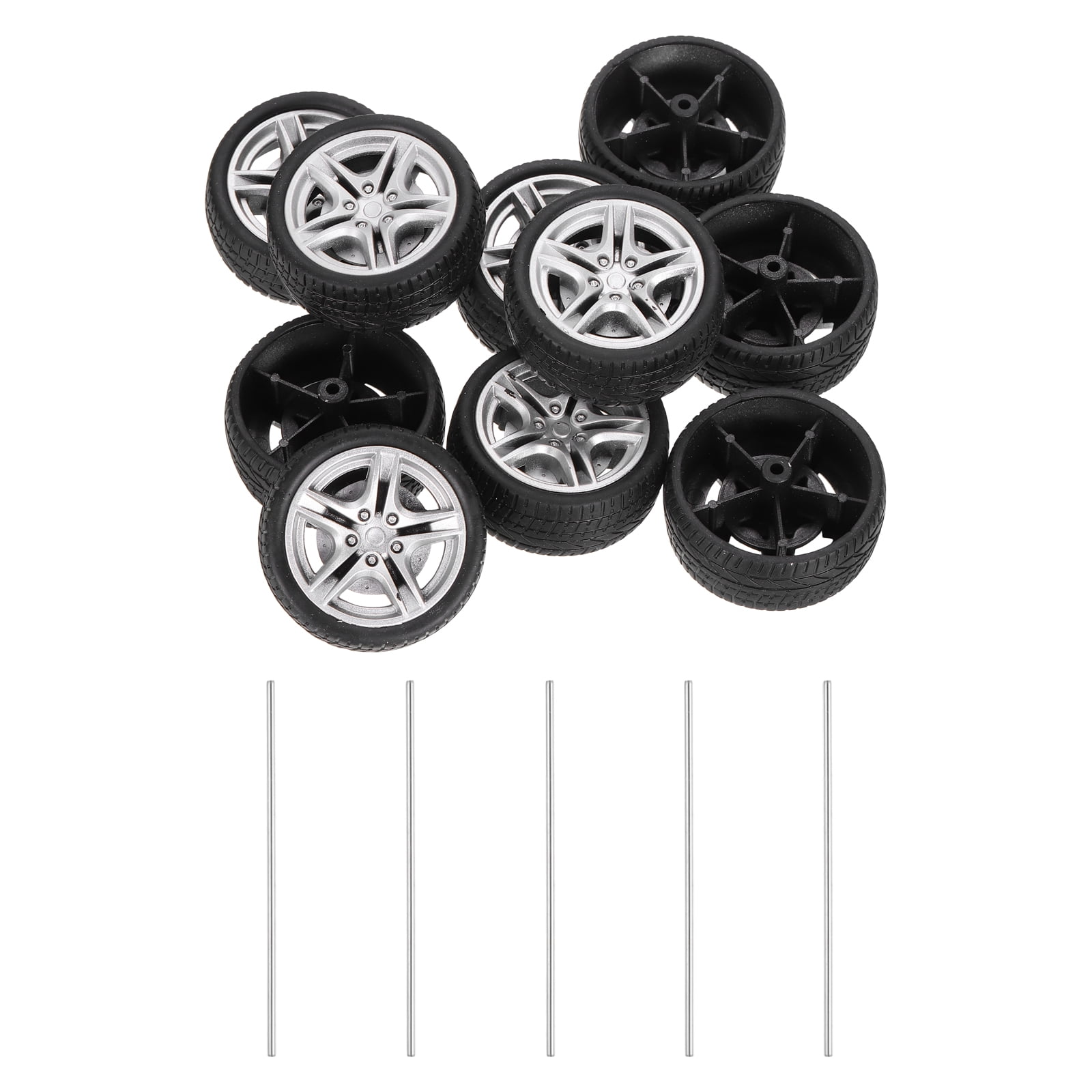 Toy Wheel Rims 10pcs Toy Car Wheels, 48.5mmx19mm Plastic Roll and 3mmx100mm Shaft ...