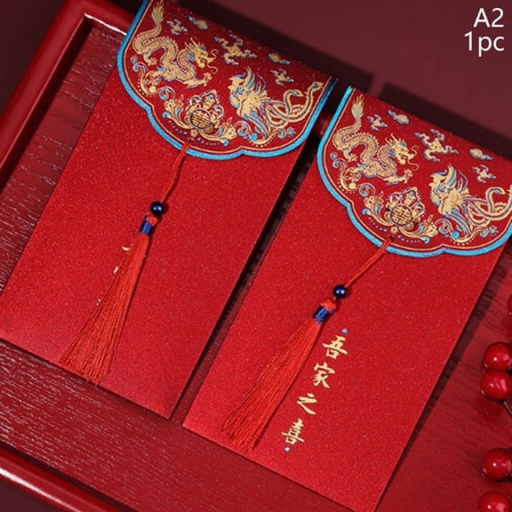 10pcs Traditional Chinese Wedding Red Envelope With Tassel Lucky Money Packets Blessing Red Packet Hongbao Wedding Gifts
