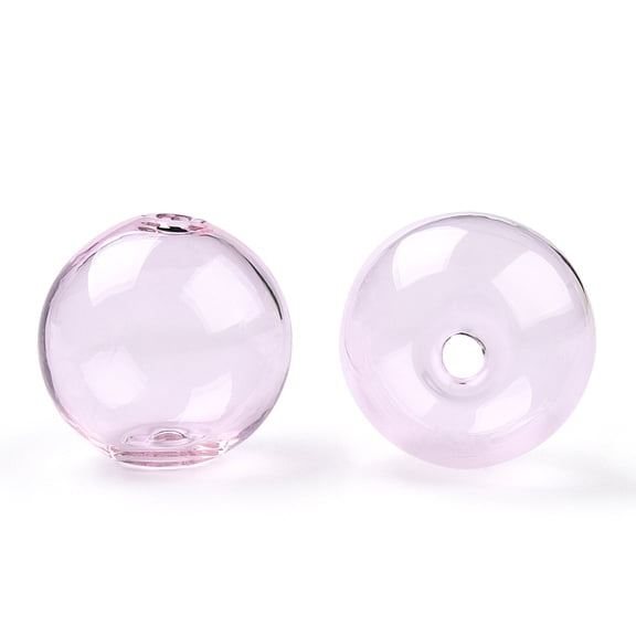 10pcs Transparent Blow Glass Globe Beads Round for DIY Wish Bottle Pendant Glass Beads Pink 18x17mm Hole: 2mm