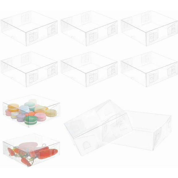 10pcs Transparent Plastic PVC box Gift Packaging Waterproof Folding box Clear Square 16x16x5.5cm Unfold: 27.1x27.1x0.03cm