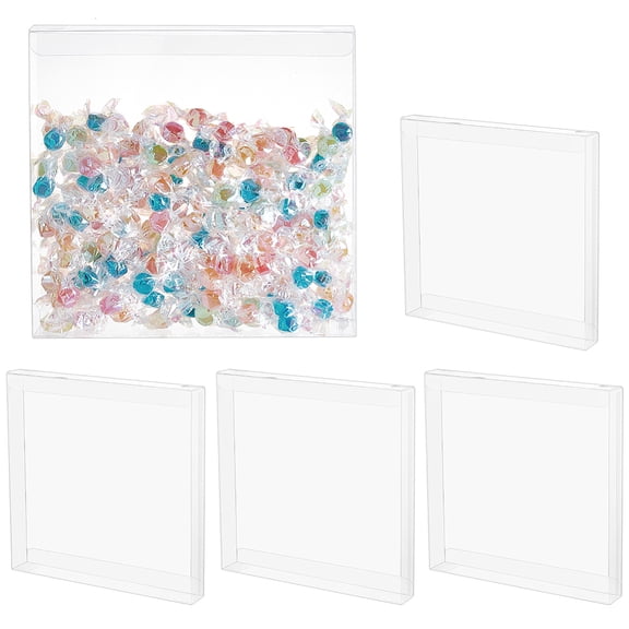 10pcs Transparent Plastic PVC box Gift Packaging Waterproof Folding box Square 20x20x2cm Plastic