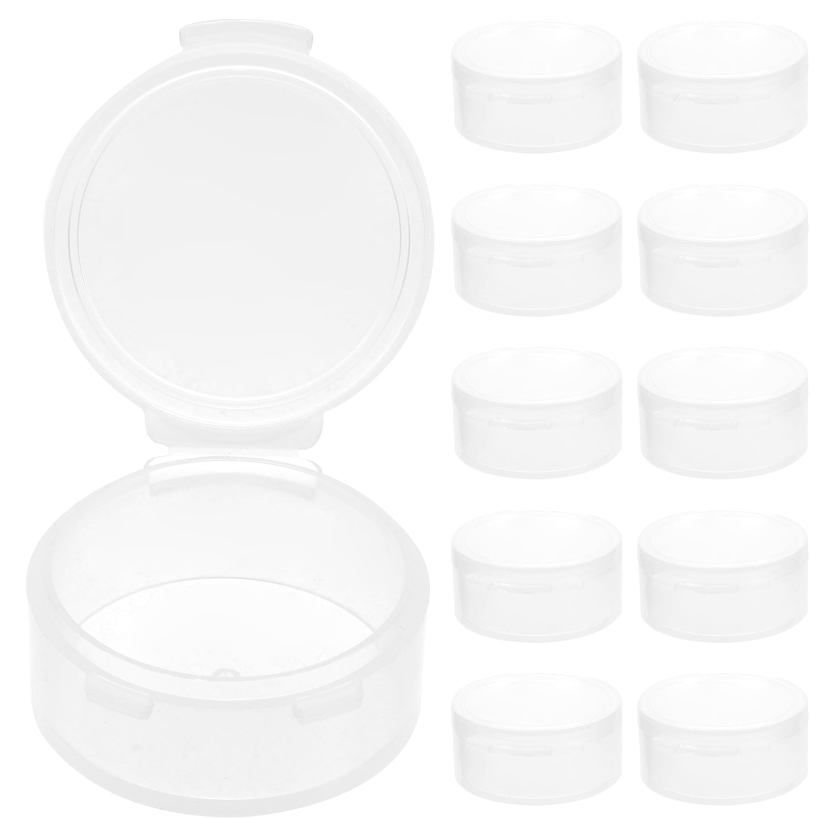 10pcs Transparent Round Box Pp Box With Cover Container Pill Box 