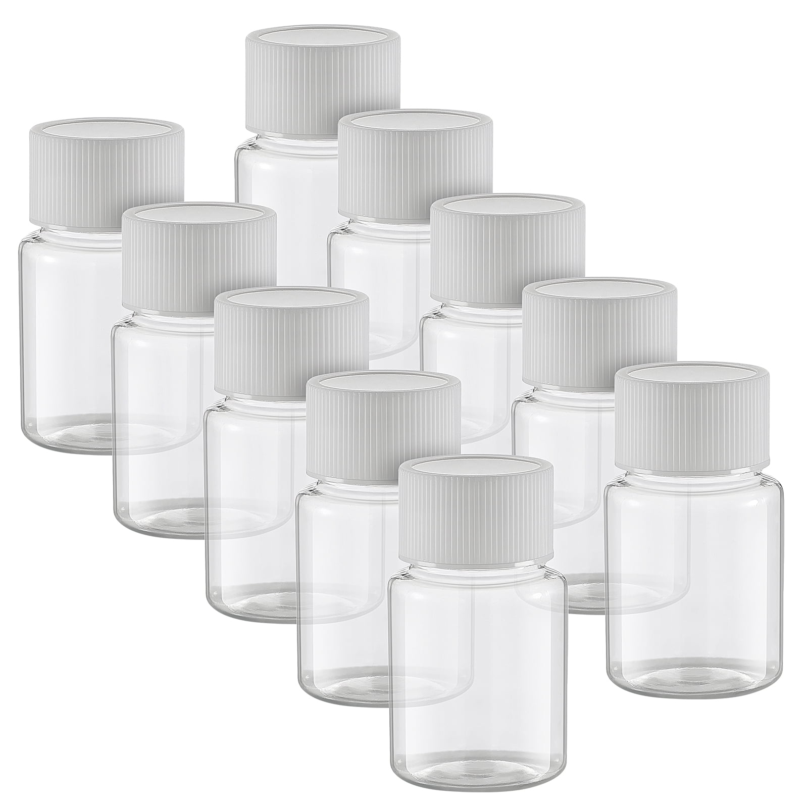 10pcs Travel Size Plastic Bottles Empty Small Vials Screw Lid Refillable Containers for Powder Liquids (30ML)