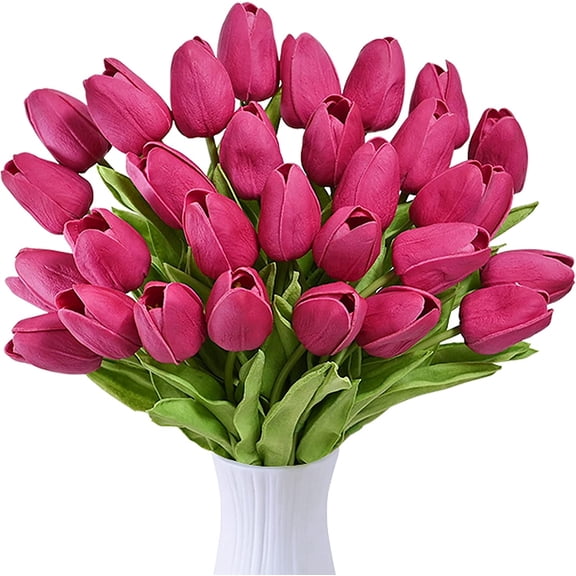 10pcs Tulips Artificial Flowers Fake Flowers for Decoration, Faux Flowers Tulips Real Touch Arrangement Bouquet for Wedding Home Office Party, Faux Flowers Bulk Gift Idea for Mothers Day(Pink)