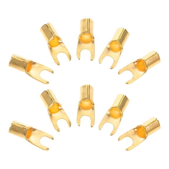 10-Pack U-Shaped Heavy Duty Spade Fork Terminals for Car Audio Speaker Wiring and Automotive Sound System Connections