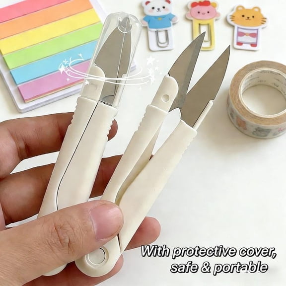 10pcs U Shaped Stainless Steel Embroidery Scissors With Protective Case Cross Stitch Fishing Line Cutting Scissors Compact Handy Sewing Tool Sharp
