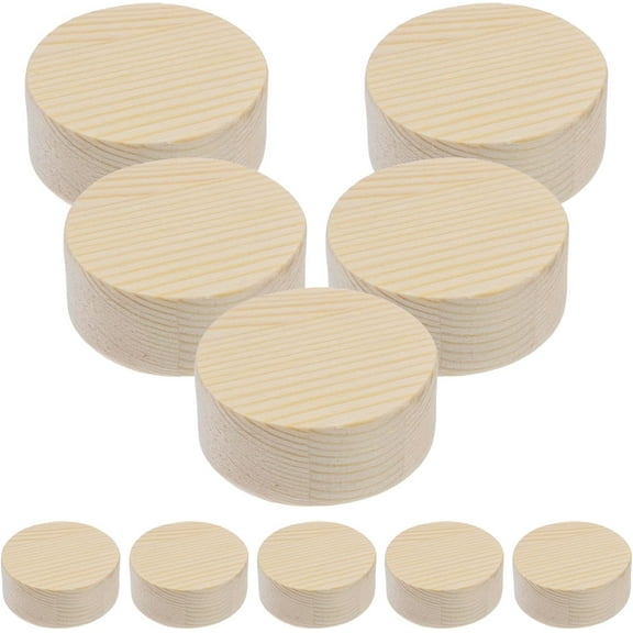 10pcs Unfinished Pine Wood Round Wooden Blocks DIY Craft Wood Slices (2in)