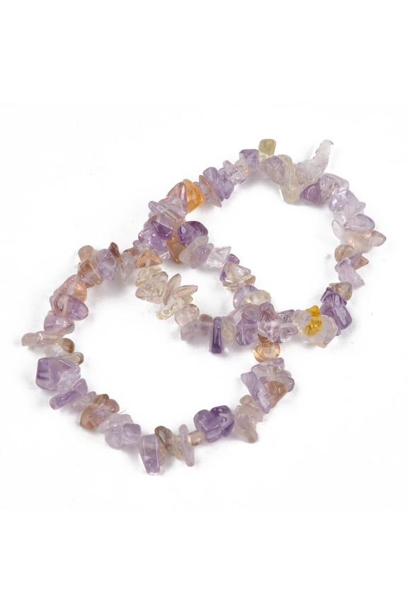 10pcs Unisex Chip Natural Ametrine Beaded Stretch Bracelets Inner Diameter: 1-3/4~2 inch(4.5~5cm)