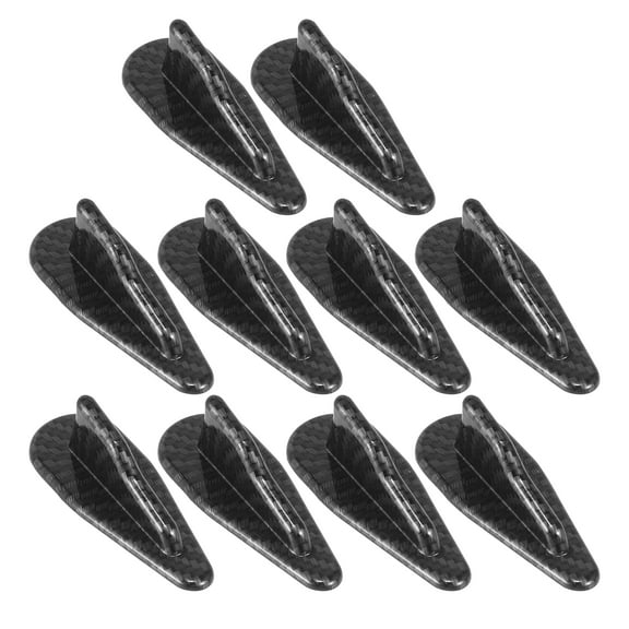 10pcs Universal Car ABS Roof Shark Fin Style Spoiler Wing Shark Fin Style Diffuser Black Carbon Fiber Pattern
