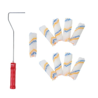 10pcs Useful Wall Paint  Roller Paint Brush Portable Wall Rolling Brush 360 Degrees Brush for Home Office Room (Random Color of Handle)