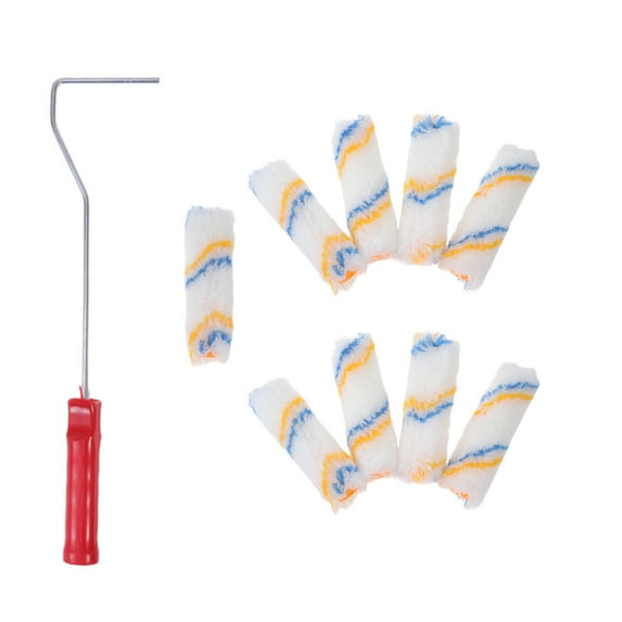 10pcs Useful Wall Paint Roller Paint Brush Portable Wall Rolling Brush 360 Degrees Brush for Home Office Room (Random Color of Handle)