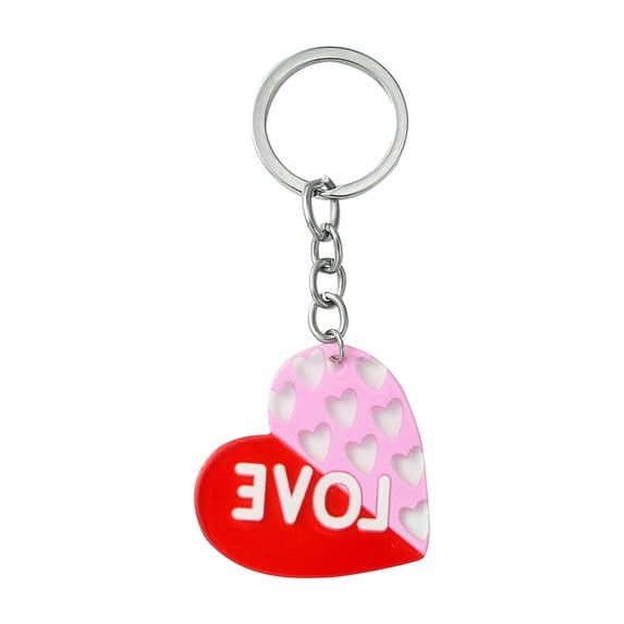 10pcs Valentine's Day Acrylic Keychain with Iron Ring Heart FireBrick 9.3cm