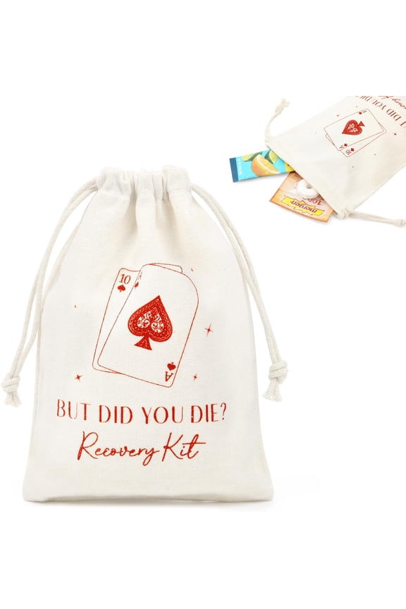 10pcs Vegas Hangover Kit Bags for Bachelorette Birthday Party Favors Gifts Drawstring Recovery Kit Goodie Pouch Girls Trip Emergency Supplies (Red) 10x12cm