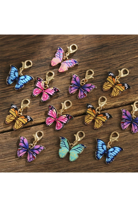 10pcs Vibrant Durable  Enamel Butterfly Keychains - DIY Alloy Drip-Glaze Craft Charm for Backpack & Keychain