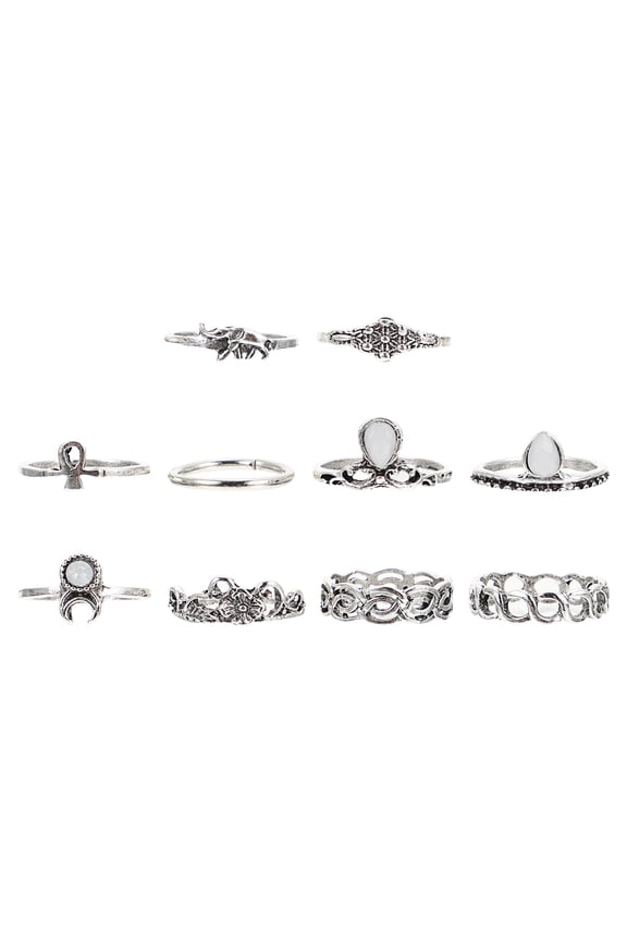 Vintage Alloy Rings Circular Baroque Styled 10Pack 0.7x0.4in
