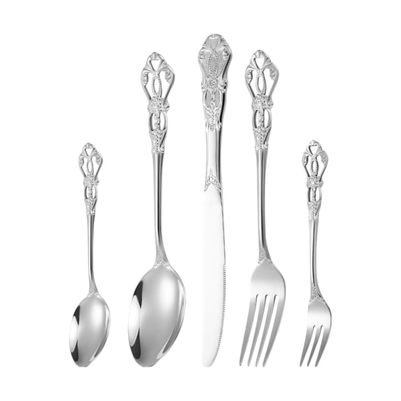 10pcs Vintage Flatware Sets with Openwork Pattern Hanld, Stainless Steel Silverware Set, Utensils Cutlery Set for 2, Including Knife Fork and Spoon