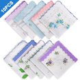 thumbnail image 1 of 10pcs Vintage Floral Print Handkerchiefs for Women, EEEkit Soft Cotton Hankies, 11.8''x11.8'', 1 of 7