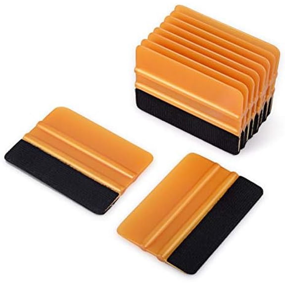 10pcs Vinyl Squeegee 4 Inch Car Vinyl Scraper Decal Applicator Window Tint Wallpaper Smoothing Tool with Black Fabric Felt Edge -Gold