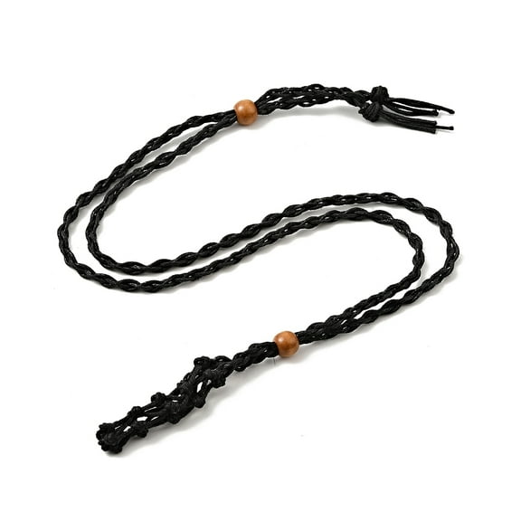 10pcs Wax Rope Cord Macrame Pouch Necklace Making Adjustable Wood Beads Interchangeable Stone Necklace Black 35.43 inch(90cm) 4mm