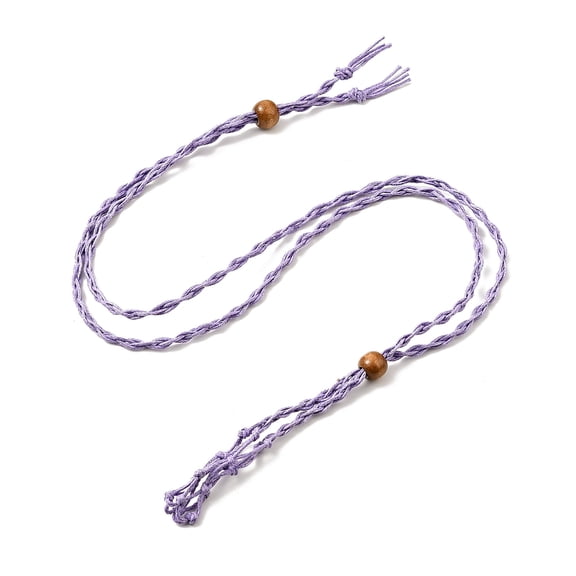 10pcs Wax Rope Cord Macrame Pouch Necklace Making Adjustable Wood Beads Interchangeable Stone Necklace Lilac 35.43 inch(90cm) 4mm