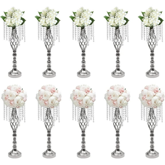 10pcs Wedding Centerpieces for Tables,Centerpiece Table Flower Decoration,Table Decorations Centerpieces for Wedding,Birthdays,Christmas,Sliver (55cm)