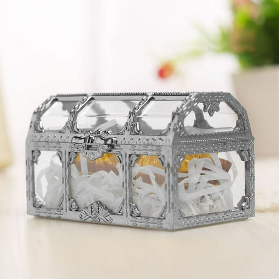 10pcs Wedding Party Favor Boxes Treasure Chest Candy Box Clear Plastic Gift Boxes Storage Containers Case Anniversary Festival Birthday Valentines Day Party Supplies