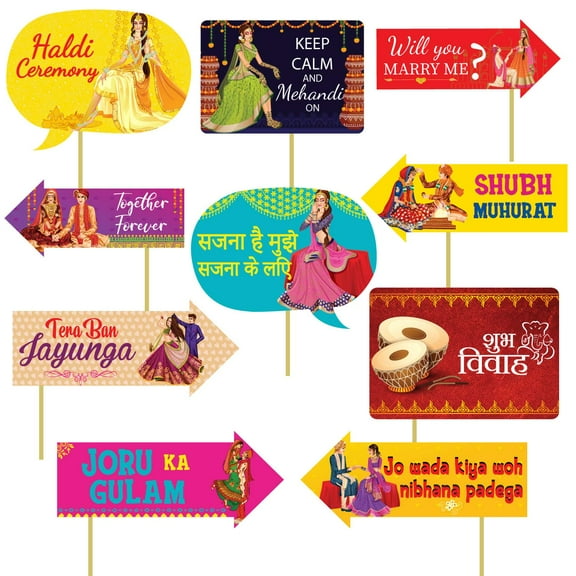 10pcs Wedding Party Photo Booth Props/Wedding Partry Decortion/Wedding Props for Photography/Bachelorette Props (Wedding Photo Booth Props 01)