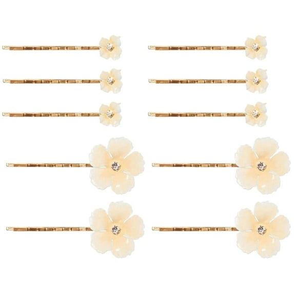 10pcs Wedding Women Accessories Girls Floral Clip, Flowers Decoration Hair White Hairpins Pin Bridal Flower Bobby Hairpin Decorative Bride Head Girls, Clips Hairwear