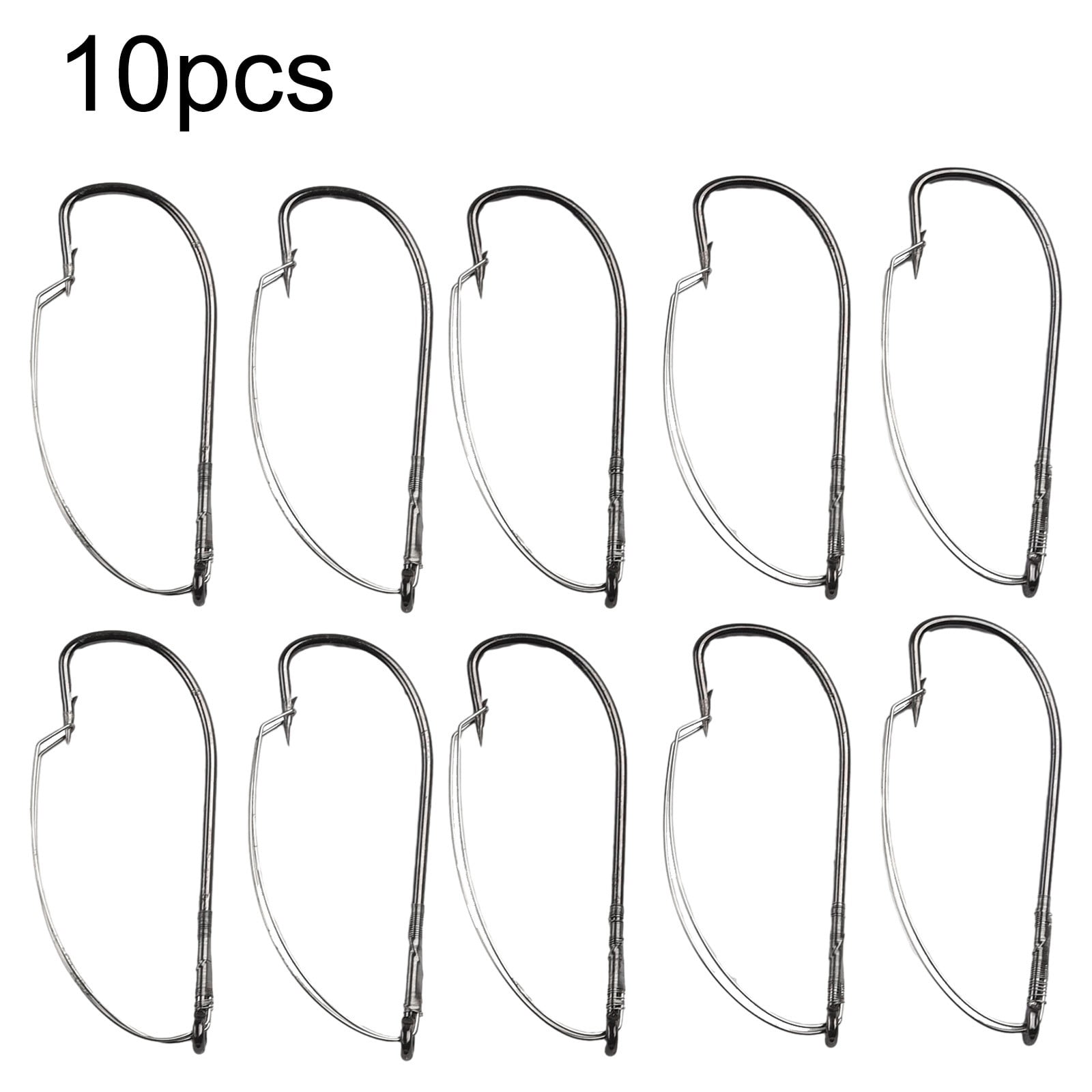 10pcs Weedless Baitholder Hooks High Carbon Steel Wacky Rig Worms Bass ...