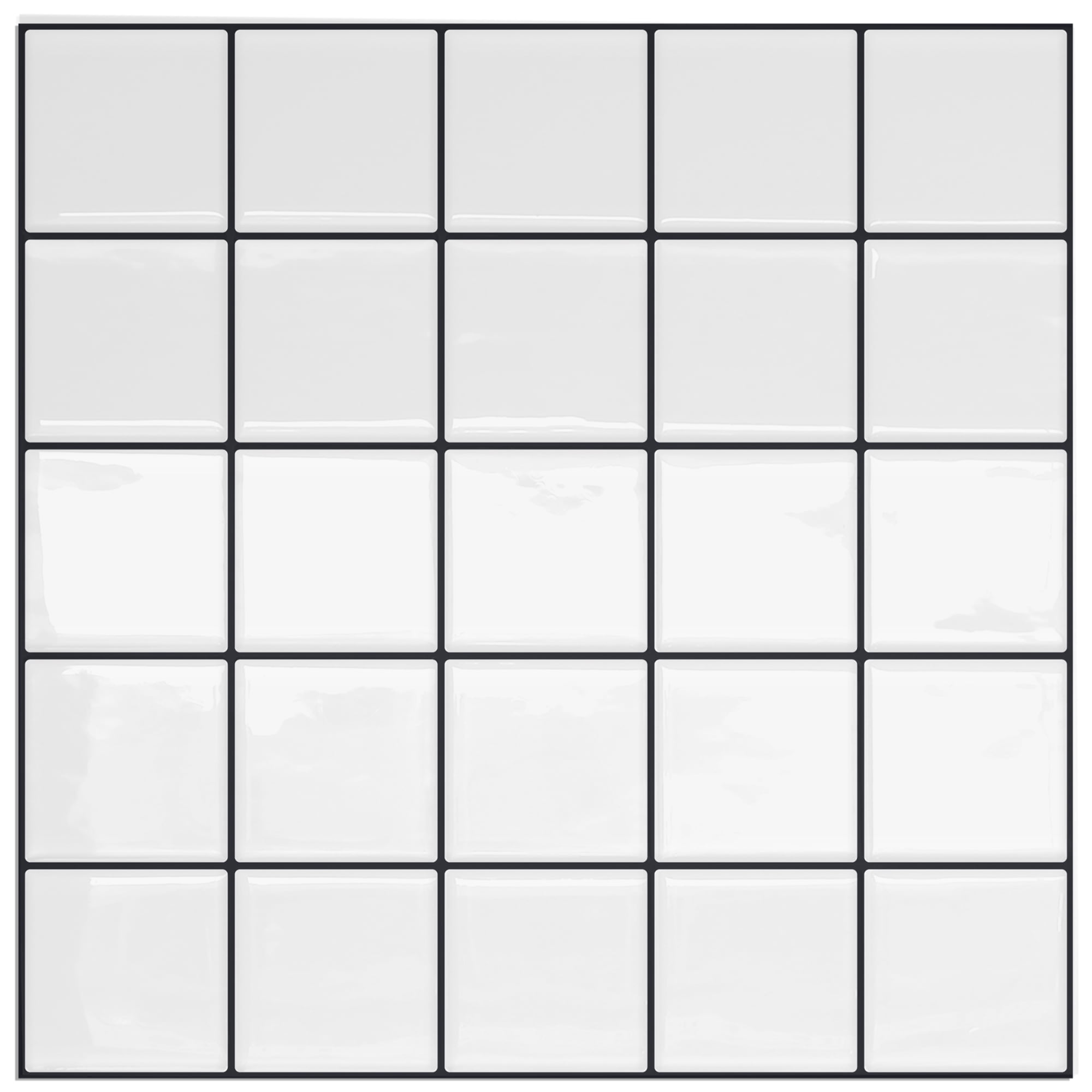 DEWOO Thick Square Kitchen Peel and Stick Backsplash Mosaic Tiles Square Self Adhesive Wall Tile Checkerboard Checkered Stickers,White (10-Sheet,12"x12")