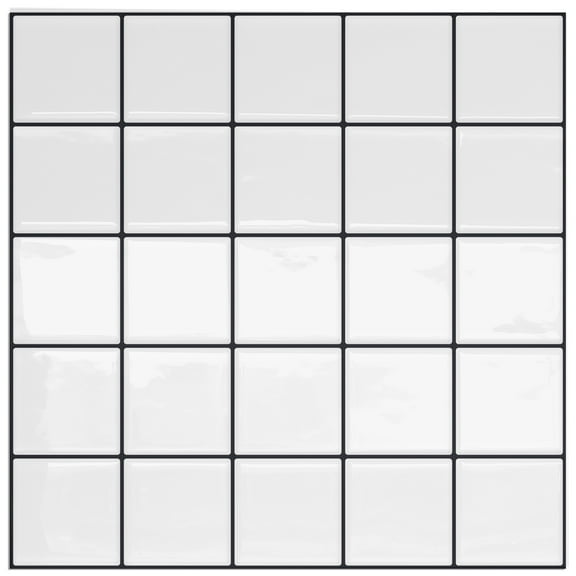 DEWOO White Square Peel and Stick Backsplash Tiles Self Adhesive Subway Checkered Grid for Kitchen Bathroom Wall  (10-Sheet,12"12")