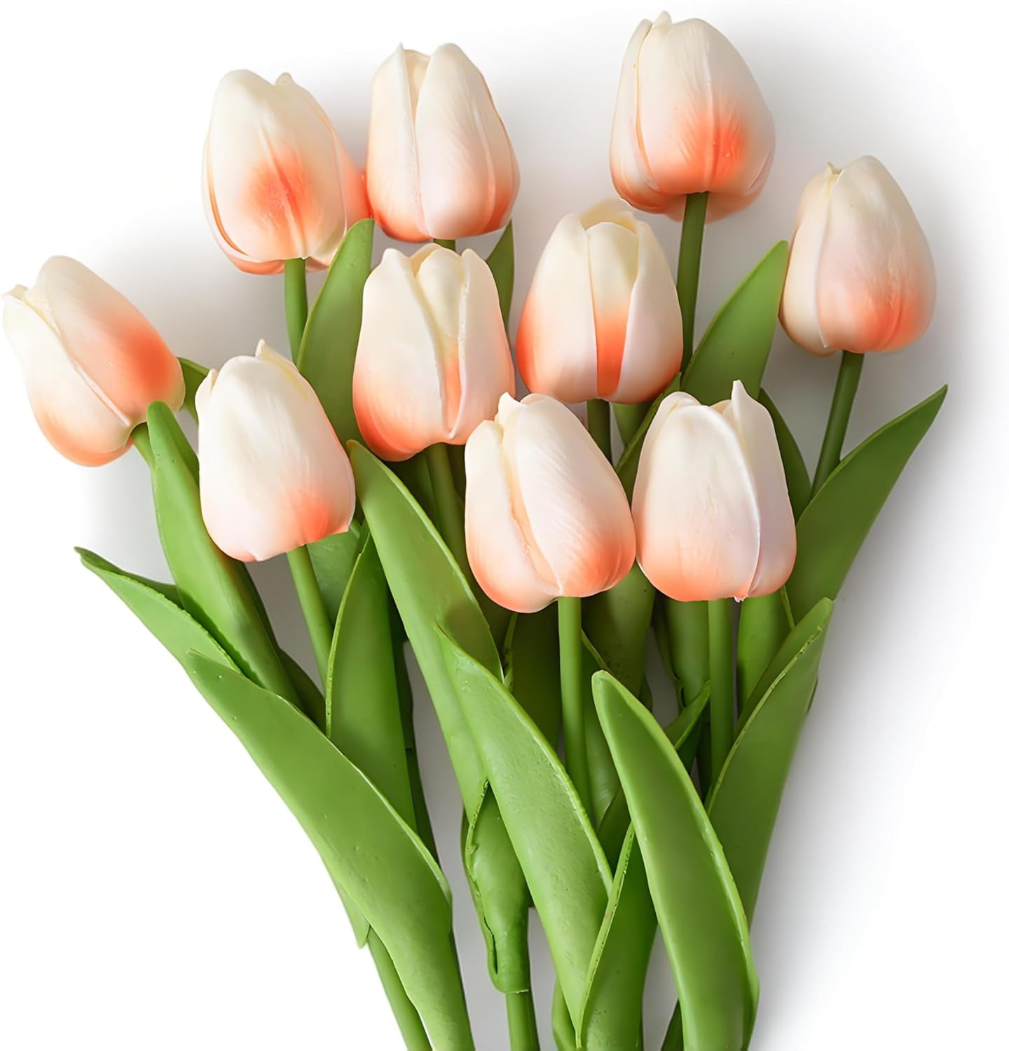 10pcs White Artificial Flowers Fake Tulips 13" Silk Flower for Home Kitchen Wedding Decor Bouquet Decorations Office Floral Arrangements