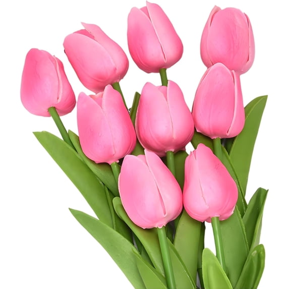 10pcs White Artificial Flowers Fake Tulips 13" Silk Flower for Home Kitchen Wedding Decor Bouquet Decorations Office Floral Arrangements