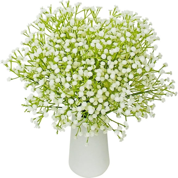 10pcs White Babys Breath Artificial Fake Flowers Fake Flowers Bulk of babysbreath for Mother's Day Easter Home Wedding Party Decoration