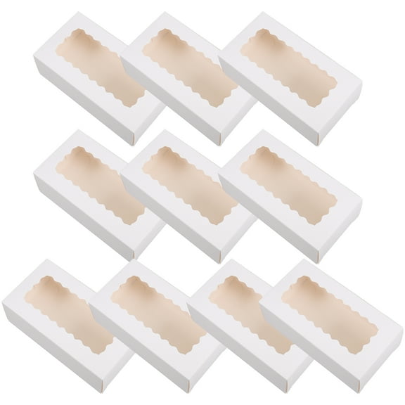 10pcs White Bakery Boxes With Window Large Cookie Box Treat Boxes Strawberries Chocolate Pies Muffins Pastries Desserts Box For Wedding Valentine's Day