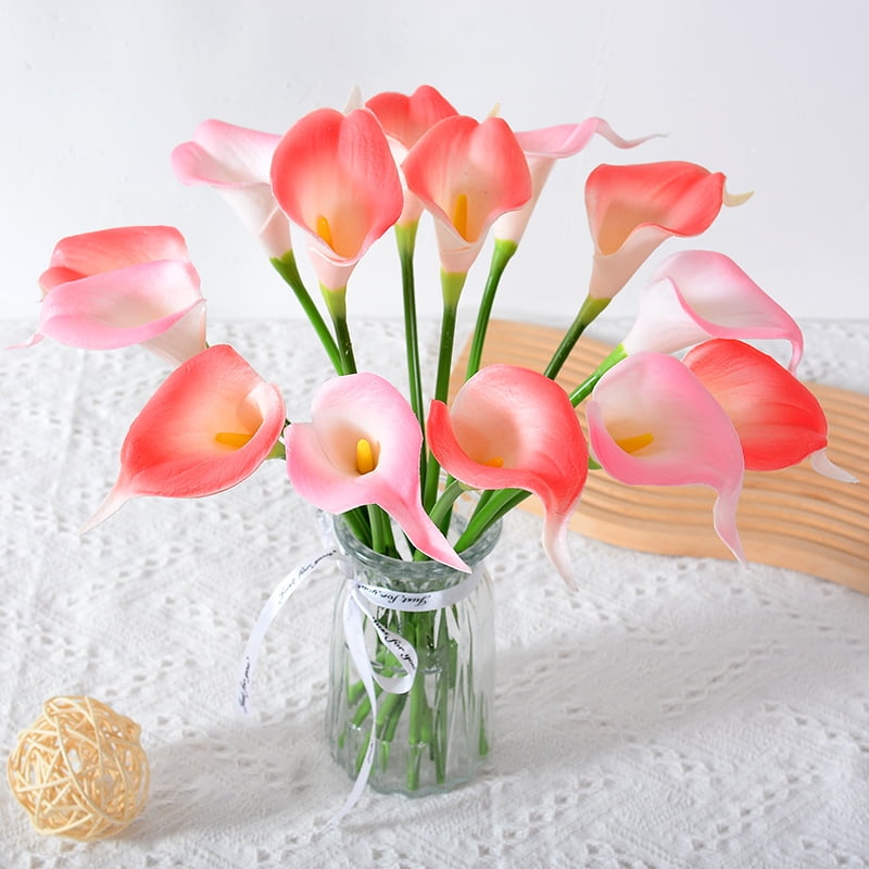10pcs White Fake Flowers Artificial Calla Lily Silk Flowers for Mother