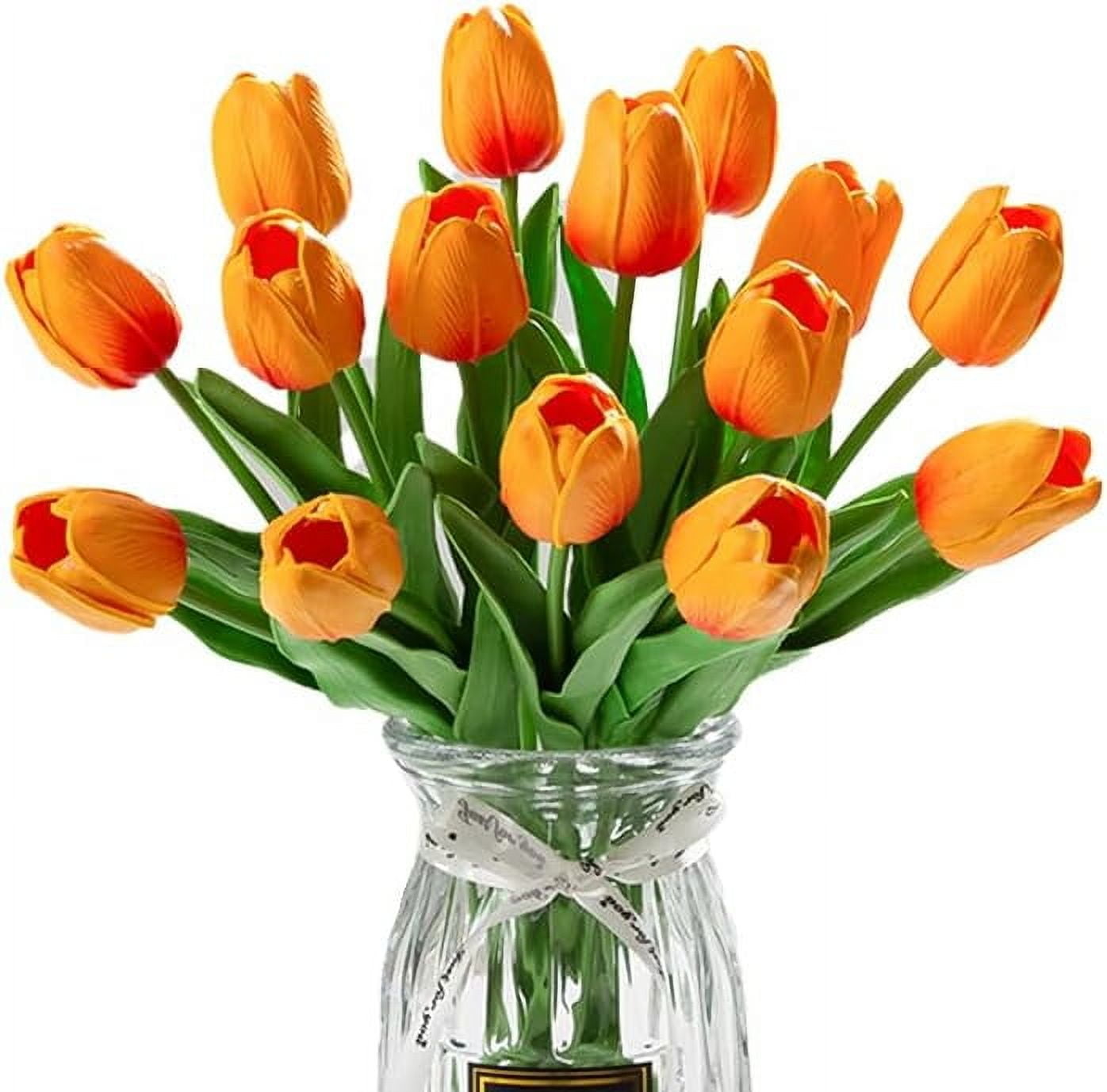 10pcs White Faux Silk Tulips Flowers Fake Flowers Bouquets 13.5" Mother's Day Easter Valentine’S Day Gifts in Home Kitchen Wedding Dining Table Decorations Aesthetic No Odor