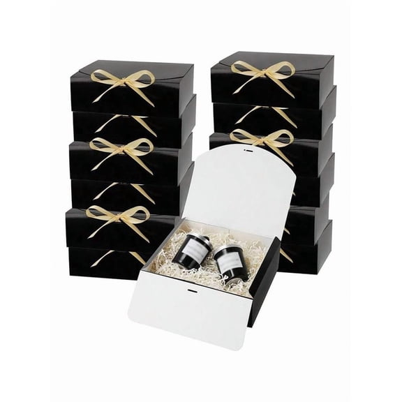 10pcs - White Gift Boxes With Lids And Ribbons, Suitable For Bridesmaid Invitations, Weddings, Birthday Gifts, Baby Showers, Parties, Valentine's Day Gifts, And Other Occasions.
