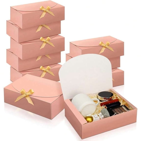 10pcs - White Gift Boxes With Lids And Ribbons, Suitable For Bridesmaid Invitations, Weddings, Birthday Gifts, Baby Showers, Parties, Valentine's Day Gifts, And Other Occasions.