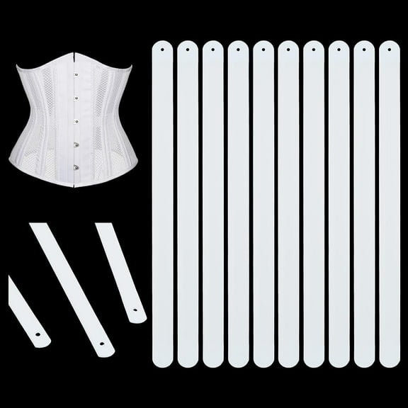 10pcs White Metal Boning 7.87 x 0.47 Inch Corset Strips White Webbing Boning for Bridal Dress Bustle Handmade Craft Wedding Dresses DIY Sewing Supplies White