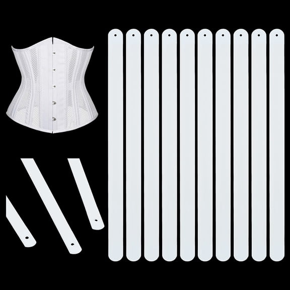 10pcs White Metal Boning 7.87 x 0.47 Inch Corset Strips White Webbing Boning for Bridal Dress Bustle Handmade Craft Wedding Dresses DIY Sewing