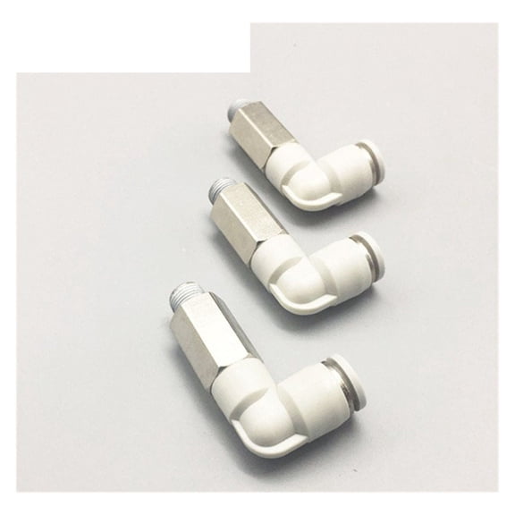 10pcs White OD 4 6 8 10 12mm - M5 1/8'' 1/4'' 3/8'' 1/2'' PLL Lengthened Type Pneumatic Male Elbow Connector Tube Air Push In Fitting