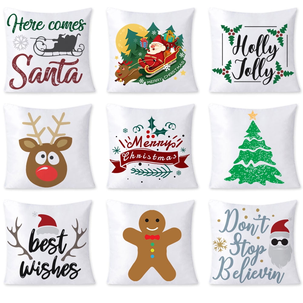 10pcs White Sublimation Blank Polyester Pillow Case Cushion Cover Square Pillow Cover with Zipper