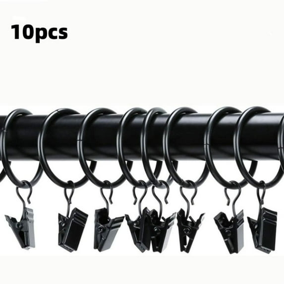 10pcs Window Accessories Curtain Rods Rustproof with Clips Clothes Clip Curtain Rings Buckles Curtain Hanging Ring Curtain Rings Clips BLACK 3.0X25MM