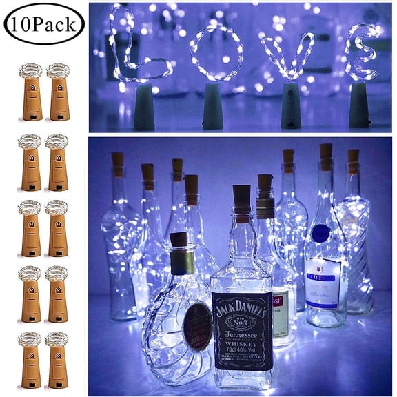 10pcs Wine Bottle Fairy String Lights 20 LED Battery Cork For Party Xmas Wedding
